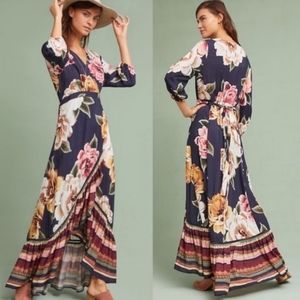 NWT FARM RIO Layla Floral Maxi Wrap Dress Sz. M